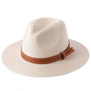 MCHDMI Chapeau De Paille, Chapeau de Plage &agrave; Large Bord Protection UV Grande Taille Panama Chapeau de Soleil &eacute;t&eacute; Chapeau de Paille Femmes Hommes 60cm Chapeau Fedora Pliable (Color : Beige, Size : XL (lian ying shangmao, neuf)