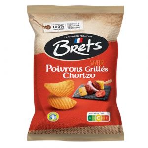 CHIPS BRETS onduléessaveur Poivrons Grillés Chorizo Saveur Originale et Croquante ONDULÉES Idéales pour l'Apéritif 125 G LOT DE 5 (Bazar apetitprix, neuf)