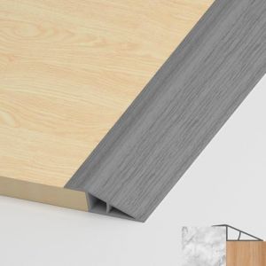 LIHIQIYA Bande de recouvrement de seuil de porte en PVC, profil&eacute; de transition, autocollant, compensation de hauteur, pour parquet, seuils stratifi&eacute;s (bois gris, 17 mm &agrave; 20 mm, 2 m) (LIHIQIYA, neuf)