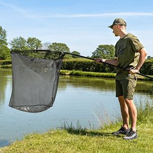 ATLAS &Eacute;puisette 107 cm - Filet de P&ecirc;che de la Carpe en 2 Parties | Manche en Carbone | Robuste | Accessoires de P&ecirc;che &agrave; la Carpe (Net World France, neuf)