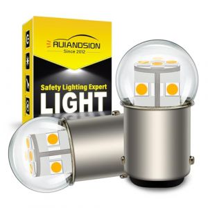 Ruiandsion 2pcs Ampoule LED BA15D 6-30V 24V 12V 6V 1130 1142 1176 Blanc Chaud 3030 12SMD Chipsets LED de Remplacement pour Feux Arri&egrave;re de Voiture, Remorque, Marine, RV, Camping-Car, Bateau (Ruiandsion, neuf)