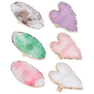 COOPHYA Lot de 6 Palettes en R&eacute;sine Ambre pour Nail Art Bague Ajustable, Plateau M&eacute;langeur de Couleurs pour Vernis &agrave; Ongles, Outil Cosm&eacute;tique Multifonction pour Salon de Manucure, Planche (Drankie, neuf)