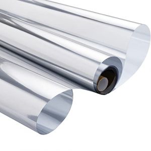 Zindoo Film fenetre Anti Regard Film Miroir Fenêtre sans Tain Film Anti Chaleur Anti UV Électrostatique Protection de la Vie Privée Film Miroir pour Fenetre de Bureau Maison Magasin 90×300CM Argent (Luida-EU, neuf)