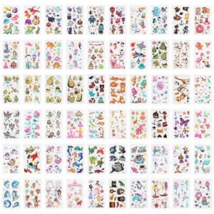 ACWOO Tatouage Temporaire Enfant, 60 Feuilles Etanche Tatouage Ephémère Kit Tatoo, Sirène, Fée des fleurs, espace, Papillon, requin, animal, dinosaure, pirate, Cadea Décoration De Fête Garçon Fille (AOGOE-EU, neuf)