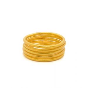 MAJALE Bracelet Bouddhiste &Eacute;pais pour Femme - Bracelet jonc Bouddhiste en Or et Argent - Bracelet Tibetain Kumlai Porte Bonheur Souple et L&eacute;ger - 100% Fait Main (S - Gold - Lot de 5) (MajaleBarcelona, neuf)