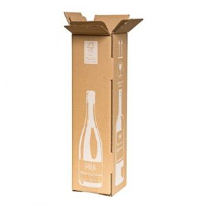 Lot de 20 cartons d'expédition écologiques pour 1 bouteille de vin, carton à vin, livraison de bouteilles, certificat PTZ DHL (Karton-billiger, neuf)