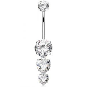 OUFER 14G C&oelig;ur Piercing Nombril Titane G23 Percing Au Nombril Filetage Interne Belly Bar 10 mm Pendentif Piercing Corporel CZ Clair Piercing Nombril pour Femme (Yisha Jewelry, neuf)