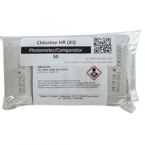 Chlorine HR (IA) R&eacute;actif en poudre pour photom&egrave;tre PoolLab 2.0 - R&eacute;actif de mesure de la chlorine HR (5-200 mg/l (ppm)) - Dur&eacute;e de vie : 2 ans - 50 oreillers en poudre (TbsCHKIP50) (BLBshop, neuf)