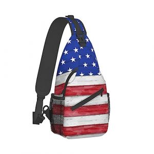 Sac à Dos à bandoulière antivol Compatible avec Les Sacs à bandoulière en Bois Drapeau américain Sac de Sport en Polyester Durable léger pour Hommes Femmes Voyage Gym Sport randonnée (FoundWenH8, neuf)