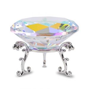 FBBULES 80mm Diamant Cristal Transparent avec Support en Verre, Diamants Décoratifs Presse-Papier, Diamant Décoration en Cristal pour Maison Mariage Fête Noël Anniversaire (zhuhaishi xiangzhou laixing dianzishanghang, neuf)