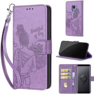 Coque pour Samsung Galaxy S9 &Eacute;tui, Antichoc Portefeuille Etui Flip Folio Case Cover &Eacute;tui Compatible Samsung Galaxy S9 Violet (WGR Global Business, neuf)