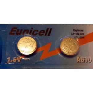 Lot de 2 piles bouton alcalines AG10 G10 LR54 LR54SW LR1130 L1130E LR1130SW L... (Tecnostore, neuf)