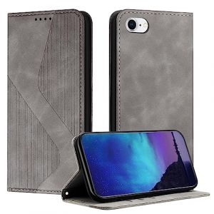 Fatcatparadise Coque pour iPhone 6S Plus/6 Plus, Coque iPhone 6S Plus/6 Plus (5,5 Pouces), Housse en Cuir PU Portefeuille Rabat Clapet Case Porte Carte Magnétique Etui de Protection Flip Case (Gris) (Oldwen, neuf)