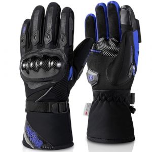 BORLENI Gants Moto Hiver Homologué Homme Imperméables en Fibre de Carbone Gant Moto Chaude Écran Tactile pour Moto Scooter Bleu M (BORLENI-Store fr, neuf)