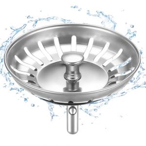 HUAERSICO Bouchon d'Evier de Cuisine 82 mm - &eacute;paissi Acier Inoxydable Panier pour Bonde Evier Cuisine - Filtre Evier Cuisine Anti Colmatage avec Attrape Cheveux et Filtre pour &eacute;viers de Cuisine (HUAERSI, neuf)