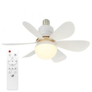 G&eacute;n&eacute;rique Lampe Ventilateur Plafond avec Douille E27 (85-265V) - Ventilateur Luminaire Silencieux - T&eacute;l&eacute;commande - 3 Vitesses & 3 Temp&eacute;ratures de Couleur - Pour Chambre, Salon, Bureau (30W) (杨莹, neuf)