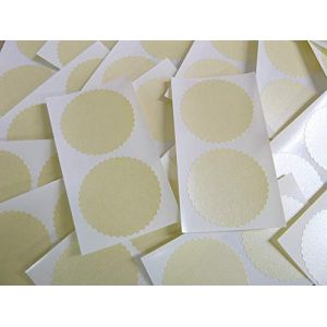 50mm dentel&eacute; bord, ivoire, certificat GAUFRE Sceau d'entreprise &eacute;tiquettes, autocollants pour gaufrage, prix & r&eacute;compenses (Minilabel, neuf)