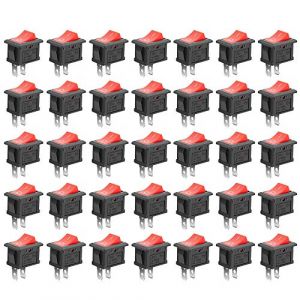 GTIWUNG 35Pcs On/Off Interrupteur Bascule, Mini Bateau Commutateur SPST Bouton poussoir Interrupteur à Bascule pour Voiture Auto Bateau appareils ménagers, Rouge (GTIWUNG-FR, neuf)