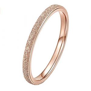 PAURO Bague Alliances pour Femme en Acier Inoxydable Plaqu&eacute; Or Rose 2mm Taille 60 (PAUROfashion, neuf)