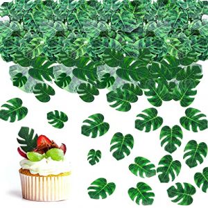 HIQE-FL 80 Pièces Feuille de Tortue Cake Toppers, Fleurs Cupcake Toppers, Décorations en Papier Comestible, Comestibles Fleurs, Gluant Papier de Riz Décoratif Gâteau, Gâteau Toppers Décoration (HONG-EU, neuf)