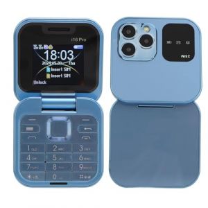 2G MI NI Flip T&eacute;l&eacute;phone Portable 2024-2 SIM, &Eacute;cran Petit, Pliable, Radio FM, Voix Magique, Liste Noire, Vibration Rapide, pour Seniors (Bindpo, neuf)