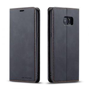 QLTYPRI &Eacute;tui de protection &agrave; rabat en cuir fin pour Samsung Galaxy S7 Edge avec compartiment pour cartes - Compatible avec Samsung Galaxy S7 Edge - Noir (zhihen, neuf)