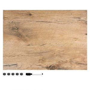 Navaris Tableau magnétique - Panneau mémo 70 x 50 cm avec aimants - Tableau Mural Design Bois foncé avec marqueur (SX-Commerce, neuf)
