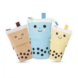 Trousse Crayon Télescopique, Trousse Scolaire à fermeture éclair, 2 en 1 Trouse sur Pied, Trousse Scolaire Fille, Trousse Kawaii, pour Garçons Filles Etudiants et Fournitures de Bureau(3 Pièces) (VASILCA MOCHO S.R.L., neuf)