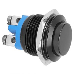 Interrupteur à Bouton-Poussoir en Métal, Interrupteur à Bouton-Poussoir en Métal de Verrouillage de 16 mm, Interrupteur à Bouton-Poussoir Momentané étanche pour Bateaux, Voitures, Camions(Noir) (Tideter, neuf)