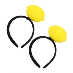 Healifty Lot de 2 Bandeaux Citron Fantaisie en Peluche 3d, Taille Standard, Accessoires de F&ecirc;te pour Filles, Serrage-t&ecirc;tes Fruit&eacute;s Color&eacute;s pour D&eacute;guisement et Vacances (Madonna Tied, neuf)