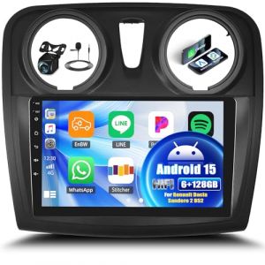 Android 15, 6G+128G 8C&oelig;urs GOHHDL Autoradio pour Renault Dacia Sandero 2 B52 2012-2019 Carplay Android Auto, &eacute;cran 9 Pouces 2Din avec BT GPS Navi WiFi FM/RDS HiFi EQ DSP SWC Cam&eacute;ra de recul&MIC (ShenZhenShiY&uuml;nXiangMaoYiYouXianGongSi, neuf)