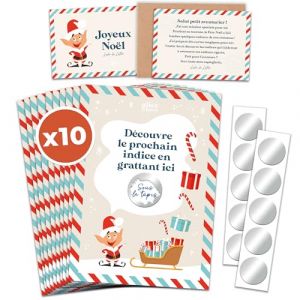 aliceandberry Chasse au Tr&eacute;sor de No&euml;l &agrave; Gratter &ndash; Jeu Personnalisable &ndash; 10 Cartes + Pastilles &ndash; Lettre du Lutin Farceur &ndash; Activit&eacute; Int&eacute;rieur/Ext&eacute;rieur &ndash; 5-12 Ans (Aliceandberry, neuf)
