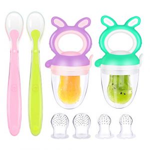 Oladwolf 2 t&eacute;tines &agrave; fruits + 1 cuill&egrave;re b&eacute;b&eacute; &agrave; partir de 3 mois + 6 t&eacute;tines en 3 tailles, accessoire b&eacute;b&eacute; 0-6 mois, sans BPA pour l&eacute;gumes, pur&eacute;e (Bosy shop, neuf)