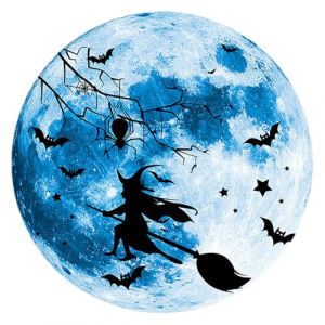 Stickers Muraux - Effrayants Stickers Muraux, Halloween Witch Awches | Autocollants Lumineux Lune Bleue Design Imperméable pour Décoration de Plafond Mur Chambre (zhenzhong0619, neuf)