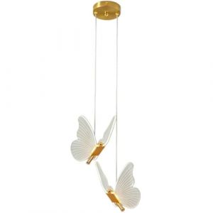 DLGLOLIN Double T&ecirc;te Suspension Luminaire LED Interieur 2 Lampes Suspensions Papillon Cr&eacute;atif, D&eacute;coratif Lustre Moderne Plafonnier pour Enfants Chambre Salon, Lumi&egrave;re Chaude (DLGLOLIN, neuf)