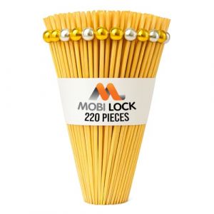 220 Pcs Piques &agrave; Cocktail en Bambou avec Perles Or & Argent - 12 cm Cure-dents Boule pour Ap&eacute;ritifs et Boissons - B&acirc;tonnets en Bois &Eacute;l&eacute;gants pour Plateaux, Buffets, F&ecirc;tes & &Eacute;v&eacute;nements - par Mobi Lock (Lock Sourcing Limited, neuf)