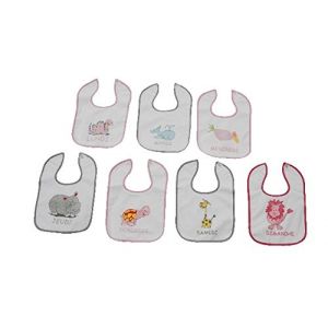 KING BEAR Lot de 7 bavoirs, imprim&eacute; avec les jours de la semaine, fermeture velcro (FC E-SHOP, neuf)