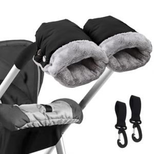 Mture Poussette Gants, Gant Poussette Doux Chaud Coupe-Vent et Imperm&eacute;able Gant, Antigel Gants B&eacute;b&eacute; Chauffe-Mains Protection des Mains Moufle Poussette pour Canne Poign&eacute;e Hiver Landau, Une paire (QinXi-EU, neuf)
