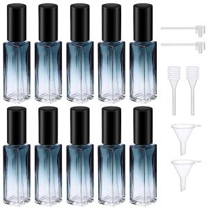 Segbeauty Flacon de Parfum Vide en Verre, Vaporisateur Parfum Vide Rechargeable 10ml, 10 Pièces Bouteille Vaporisateur de Parfum, Portable Petits Flacons de Parfums avec Spray Délicat (Bleu Dégradé) (Seg-Beauty, neuf)