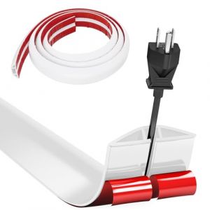 Hengrongshen Cache Cable Sol, Petit Canal de C&acirc;ble Flexible, 2M x 3cm Protege Cable Sol, Goulotte Passe Cable Sol Silicone, Cache Fil &Eacute;lectrique Sol Auto-Adh&eacute;sif pour Tous Les C&acirc;bles(Blanc) (HengRongSh-EU, neuf)
