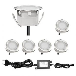 QACA 6x LED Encastrables Eclairage pour Terrasse Escalier pour Eclairage Extérieur, L'escalier, Patio, Piscine, Paysage DC 12V Etanche Lampe IP67 (Blanc Chaud) [Classe énergétique A] (SCQACA, neuf)
