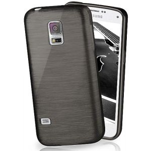 MoEx Coque très Fine en Silicone Compatible avec Samsung Galaxy S5 / S5 Neo | Style Aluminium brossé, Noir (hulle24 GmbH – Spécialiste accessoires, neuf)