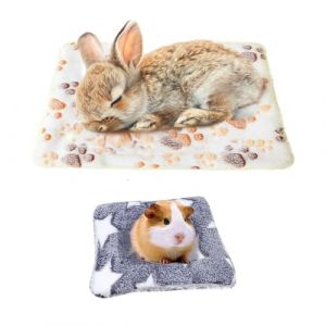 AOOTUERL 2 PCS Tapis de lit en Polaire &eacute;paisse pour Lapin, Cochon d'Inde, Hamster, &eacute;cureuil, h&eacute;risson, Chinchilla et Furet (Motif Empreinte de Chien, &eacute;toile) (AOOTUERL, neuf)