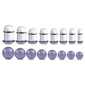 DOEARKO Ecarteur Oreilles Kit 1.6-10mm Tunnel d'Oreille en Verre O-ring Ear Plug Tunnels Piercing Cylindre Forme Expanseur Piercing Bijoux pour Femmes Hommes (Violet) (DOEARKO, neuf)