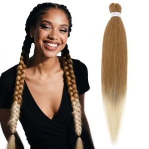 S-noilite EZ Braids Extensions de cheveux pré-étirées faciles à tresser pour crochet Box Twist Braids Ombre Yaki synthétiques Réglage de l'eau chaude, 66cm 3 paquet 276g,Blond cendré à blond décoloré (EU Fancy Activestyle, neuf)