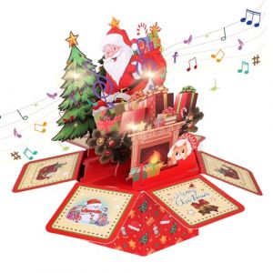 BTFO Carte Pop Up Noël avec Enveloppe, 3D Thème Père Noël Carte de Vœux Musicale pour Amis Membres la Famille Décoration Festive & Célébration (Bai Yun, neuf)