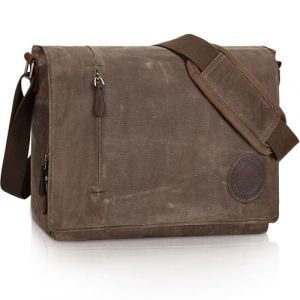 Leathario Besace Homme en Toile et Cuir V&eacute;ritable, Sacs d'&eacute;paule Sac Bandouli&egrave;re R&eacute;tro Vintagepour Travail Voyage Loisirs Bureau Universit&eacute; Ecole (perfectobag, neuf)