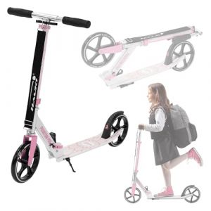 Hauki Cityroller Scooter Rose, Trottinette Pliable et R&eacute;glable en Hauteur, Roues XXL, Frein Arri&egrave;re &agrave; P&eacute;dale, pour Enfants et Adultes, Mod&egrave;le Urbaine avec B&eacute;quille Sangle Transport S&eacute;curit&eacute; Stable (ECD-Germany, neuf)