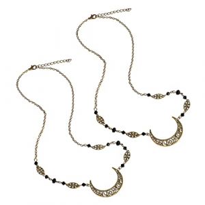ELAYARD Cha&icirc;ne De Front En Cristal Pendentif Lune R&eacute;tro 2 Pi&egrave;ces Taille Unique Chic Boh&egrave;me Pour Femmes Et Filles Coiffure De Mariage (Heyyii, neuf)