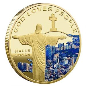 Dinntty Pi&egrave;ce de Monnaie Souvenir de J&eacute;sus &agrave; Collectionner pi&egrave;ce comm&eacute;morative du Christ pi&egrave;ce de d&eacute;fi en m&eacute;tal pi&egrave;ce chanceuse pour Fournitures de Collection (Putes, neuf)